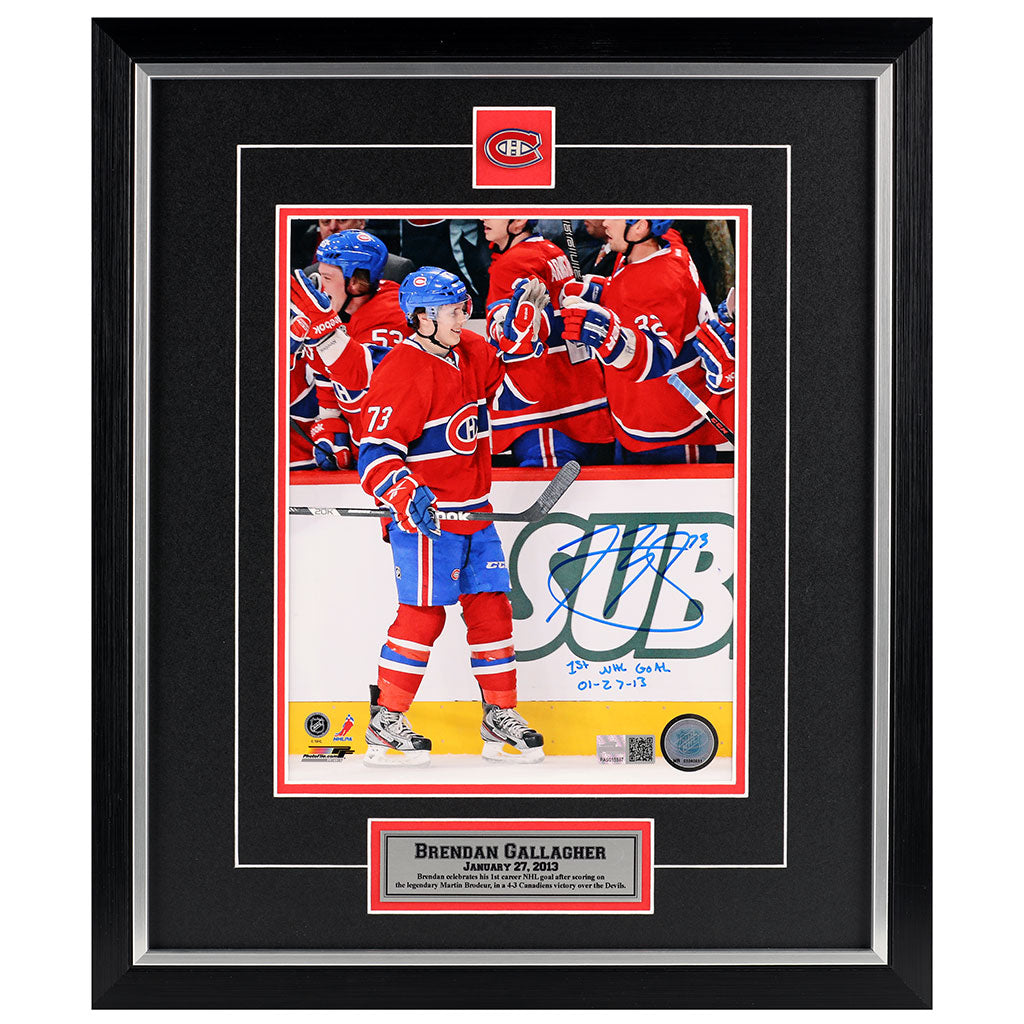 Brendan Gallagher Montreal Canadiens Autographed 8x10 Photo w/ 1st Goal Inscription