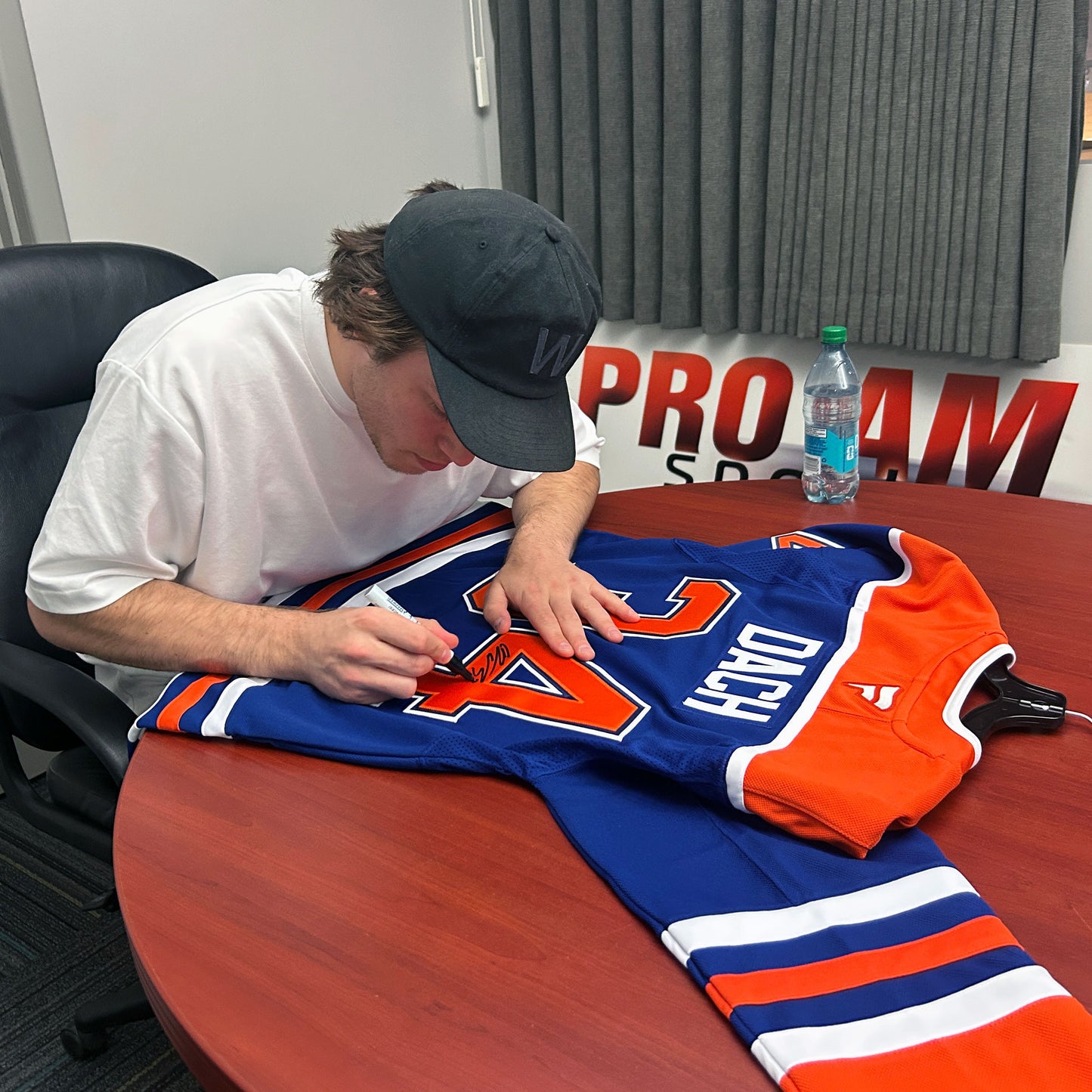Colton Dach Signed Edmonton Oilers Royal Fanatics Premium Jersey