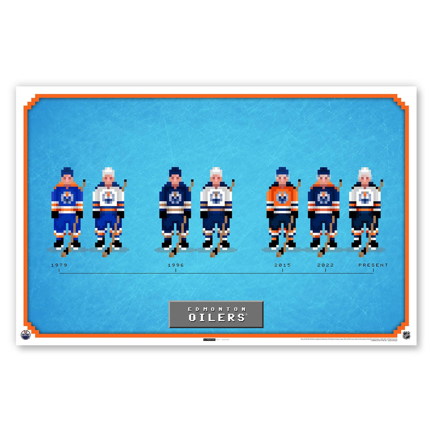 Stuart Skinner Edmonton Oilers Autographed Minimalist 16-Bit Jersey Timeline 11x17 Poster Print