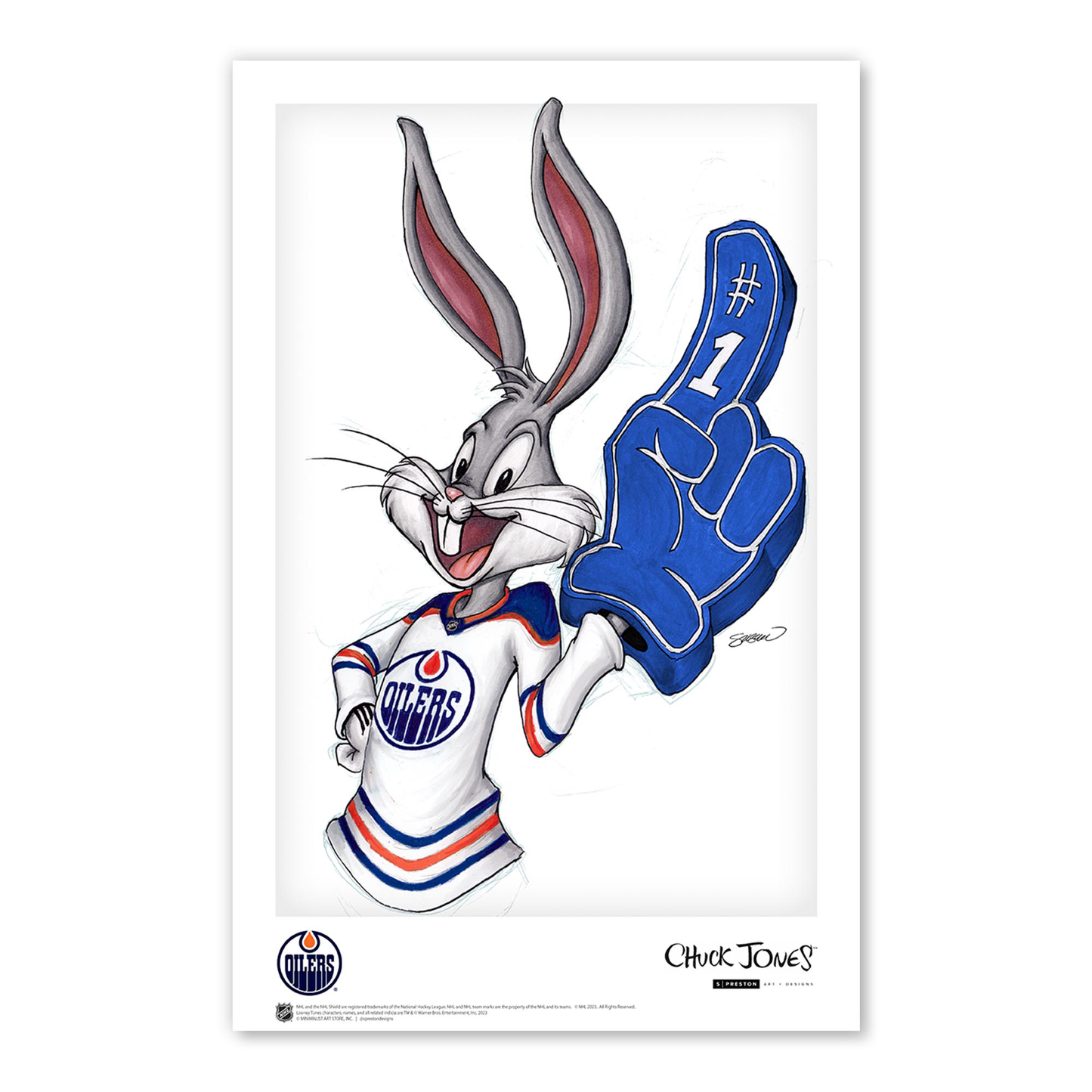 Edmonton Oilers Bugs Bunny 11x17 Poster Print Framed