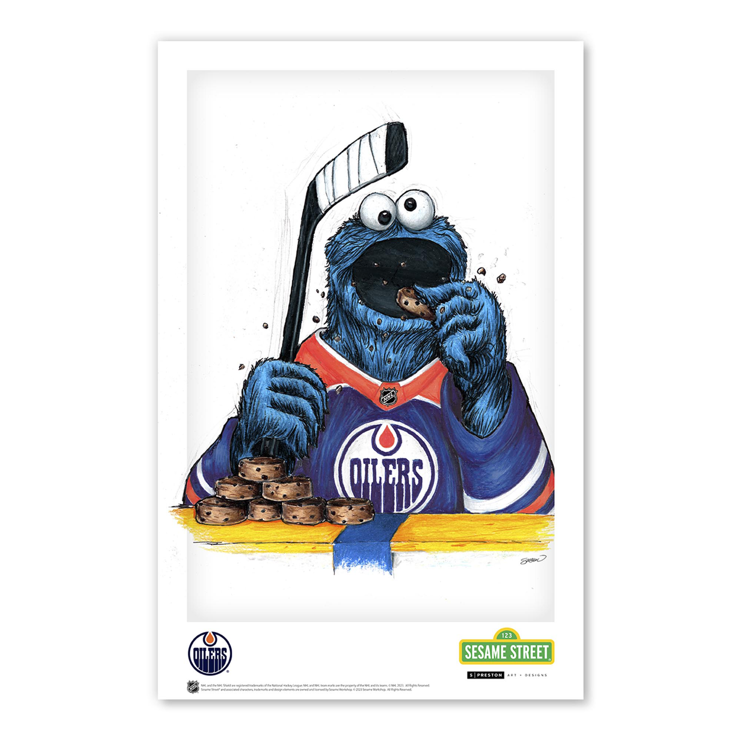Edmonton Oilers Cookie Monster 11x17 Poster Print Framed