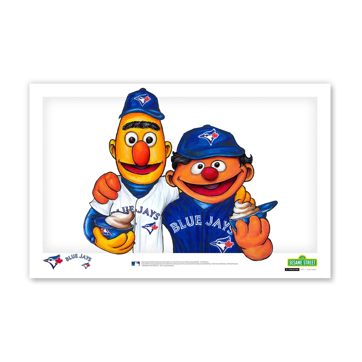 Bert and Ernie Toronto Blue Jays 11x17 Poster Print Framed