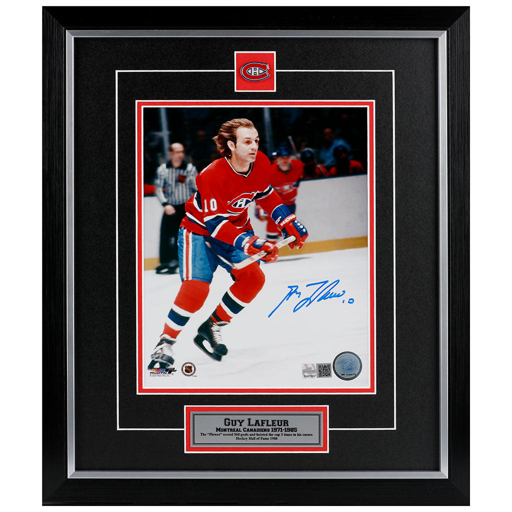 Guy Lafleur Montreal Canadiens 8x10 framed photo with signature and team logo