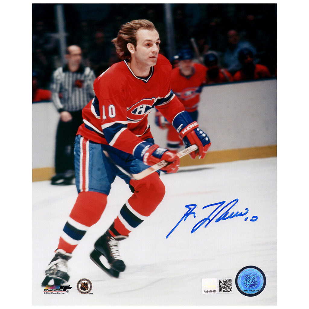 Guy Lafleur Signed Montreal Canadiens Charging Up Ice 8x10 Framed Photo