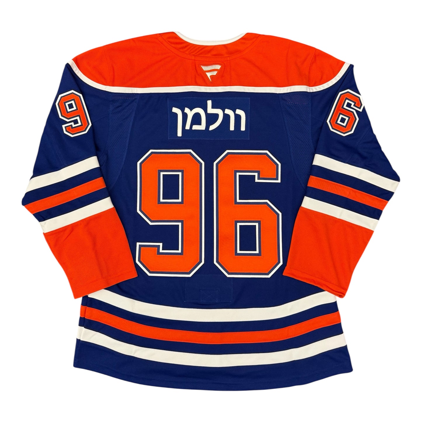 Jake Walman Hebrew Letters Edmonton Oilers Fanatics Premium Home Jersey with On Ice Cresting