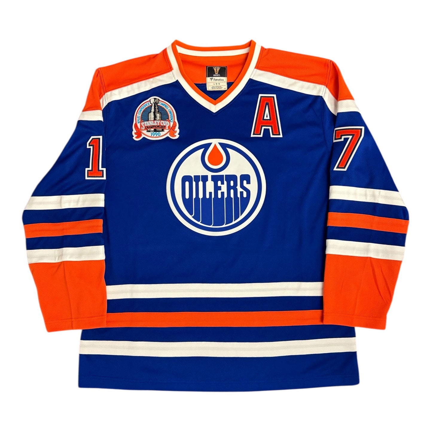 Jari Kurri Signed Edmonton Oilers Vintage Royal Replica Jersey 1990 Stanley Cup Patch