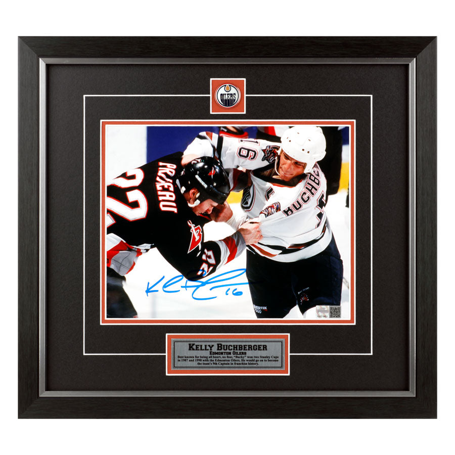 Kelly Buchberger Signed Edmonton Oilers Fighting 8x10 Photo