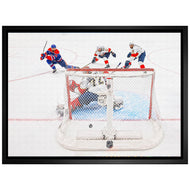 Leon Draisaitl Edmonton Oilers Stanley Cup Final OT Winning Goal 20x29 Canvas Frame