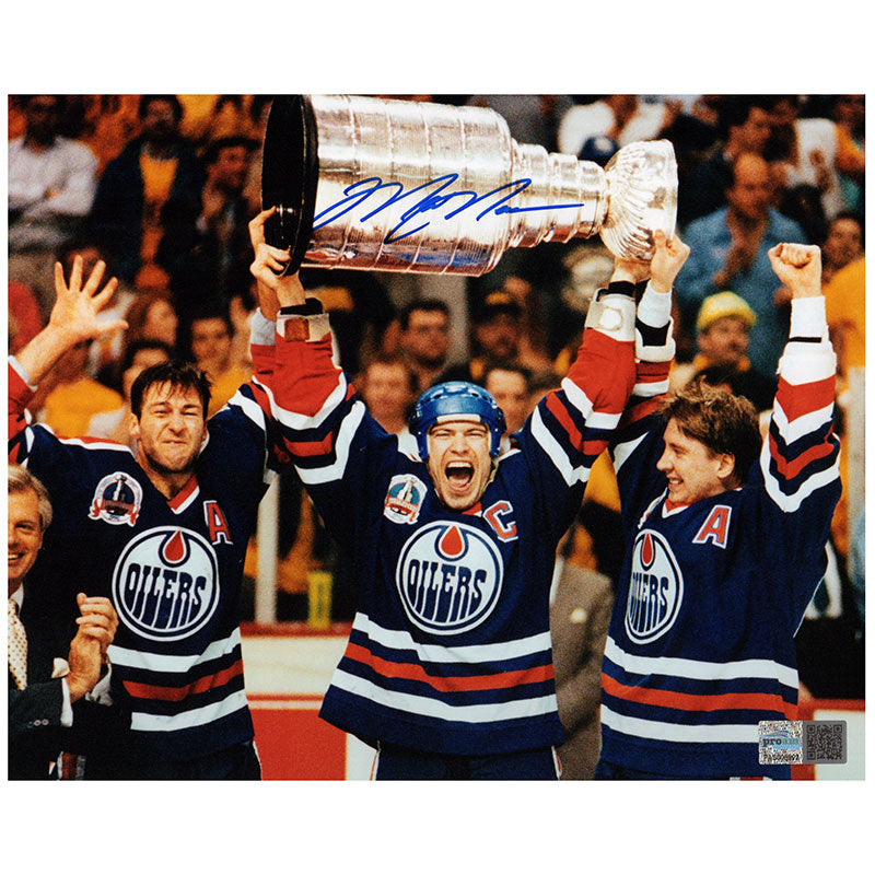 Mark Messier Edmonton Oilers Signed 8x10 - 1990 Stanley Cup Celebration - Framed Photo