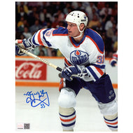 Marty McSorley Signed Edmonton Oilers Charging Up Ice 8x10 Photo