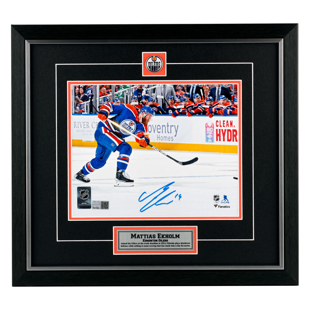 Mattias Ekholm Signed Edmonton Oilers - Home Action Shooting - 8x10 Photo