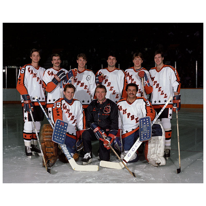 Andy Moog Campbell Conference Autographed Posed 85 Oilers All Stars 8x10 Photo