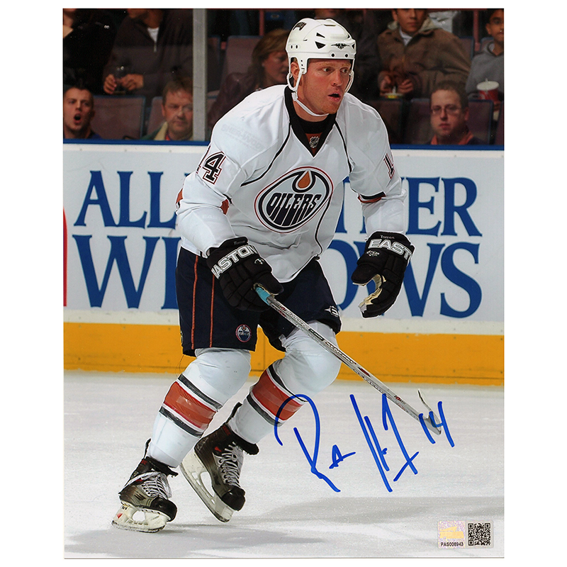 Raffi Torres Signed Edmonton Oilers White Road Action 8x10 Photo