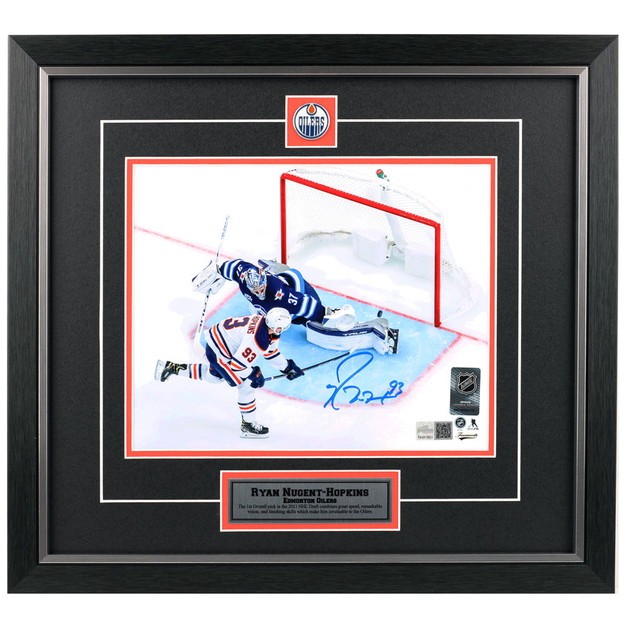 Ryan Nugent-Hopkins Signed Edmonton Oilers Overhead Goal 8x10 Photo