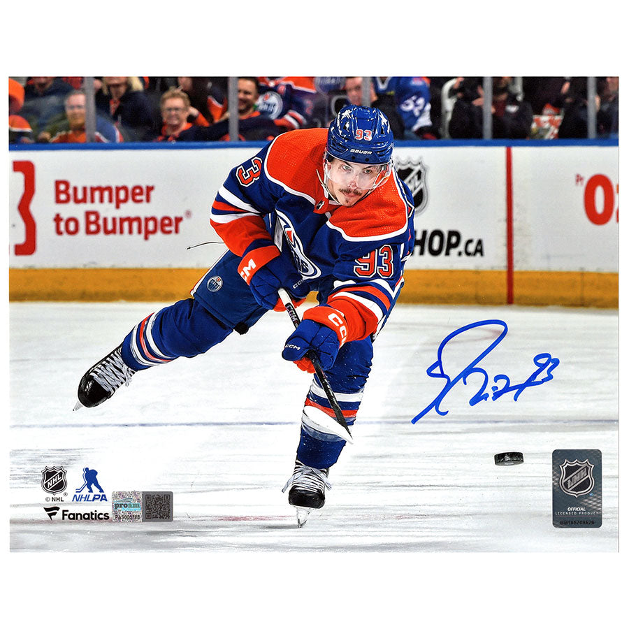 Ryan Nugent-Hopkins Signed Edmonton Oilers Home Shooting The Puck 11x14 Photo