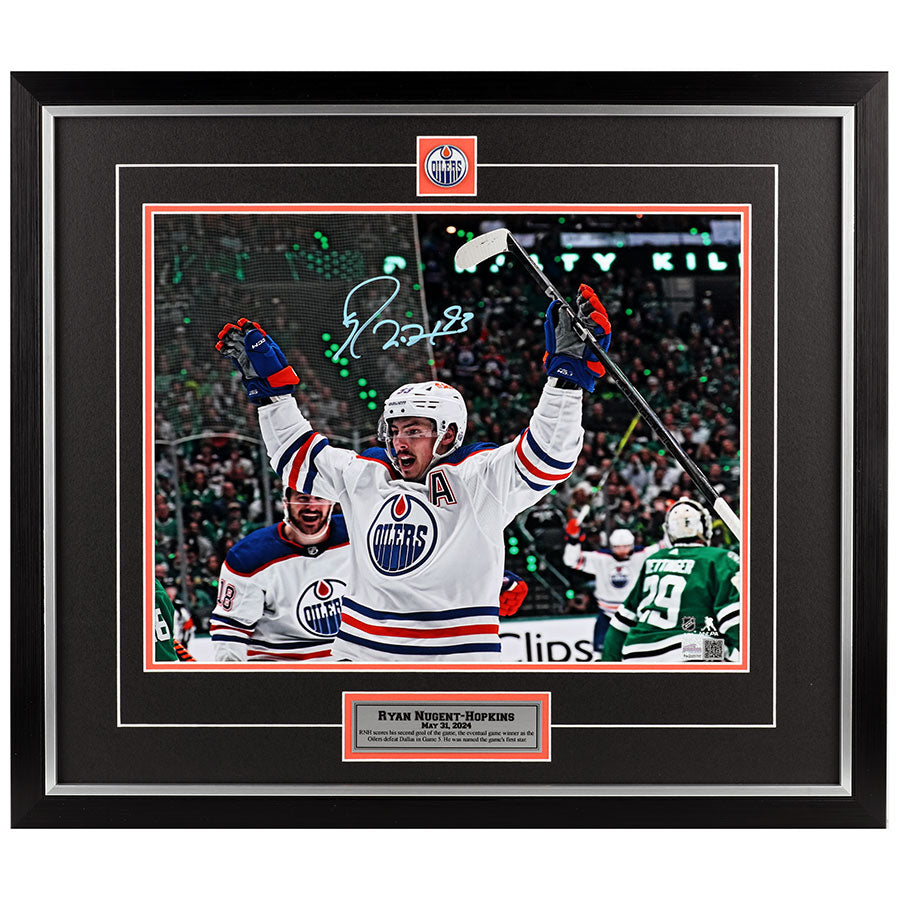 Ryan Nugent-Hopkins Signed Edmonton Oilers Road Goal Celebration 11x14 Photo