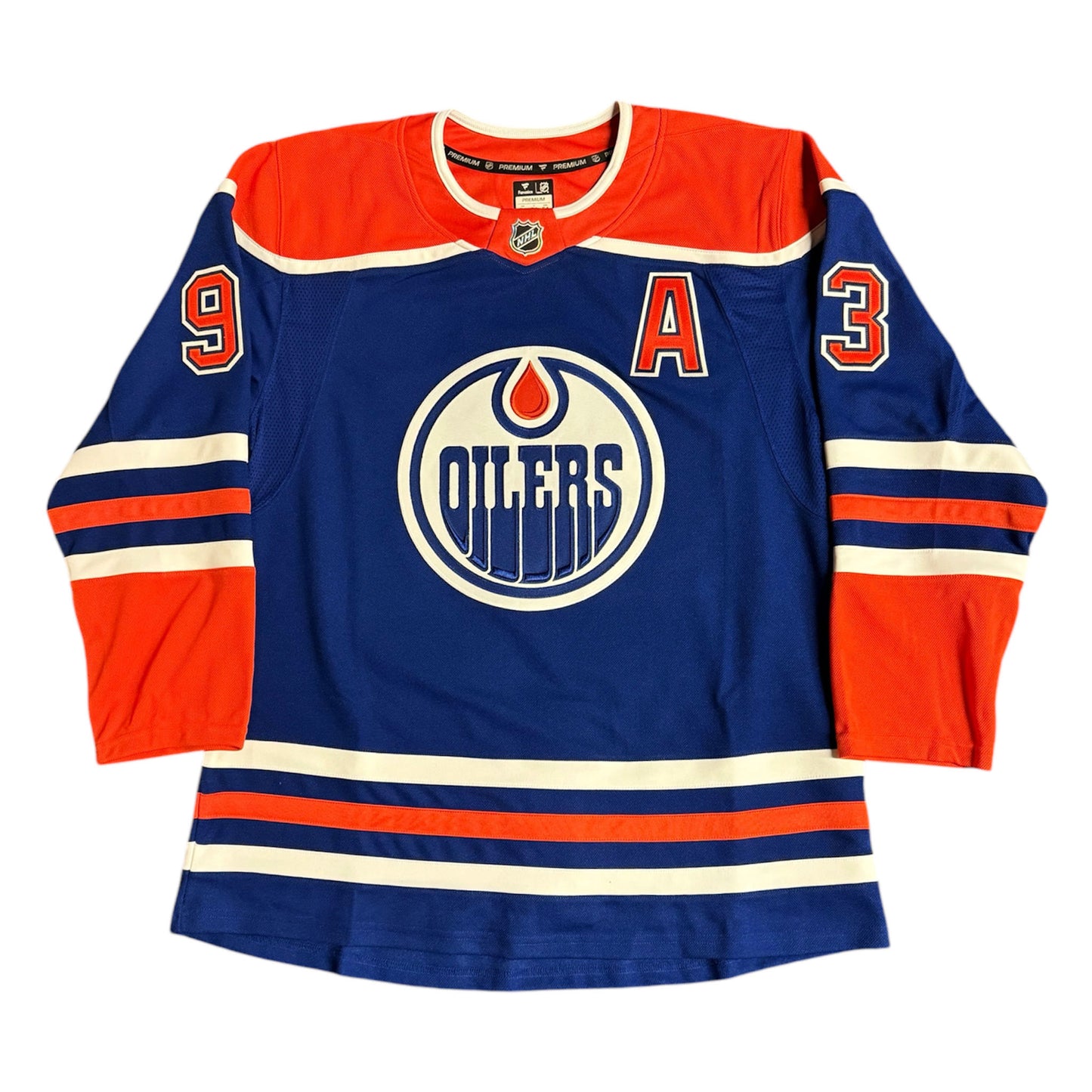 Ryan Nugent-Hopkins Signed With Multiple Inscriptions Edmonton Oilers Royal Fanatics Premium Jersey