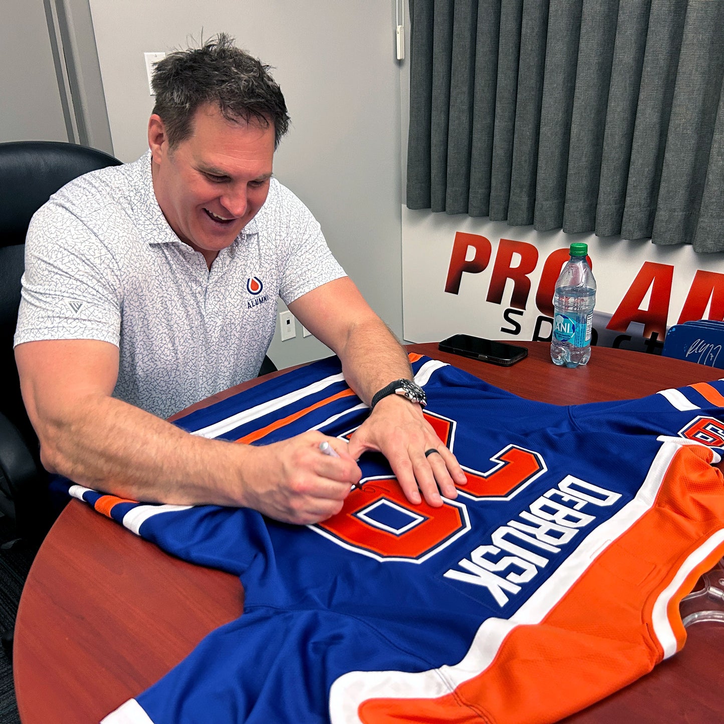 Louie DeBrusk Signed Edmonton Oilers Vintage Royal Replica Jersey
