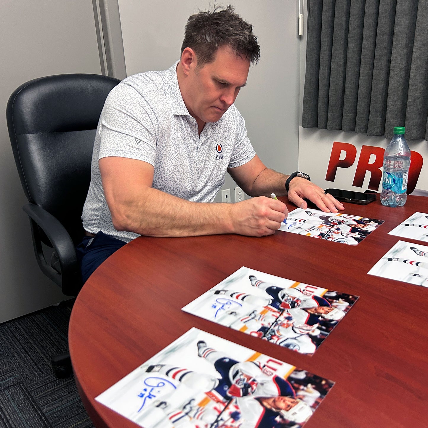 Louie DeBrusk Signed Edmonton Oilers Home "Charging Up Ice" Action 8x10 Photo