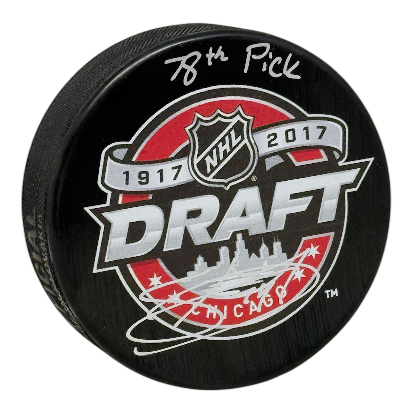 Stuart Skinner Signed with Inscription 2017 NHL Draft Puck