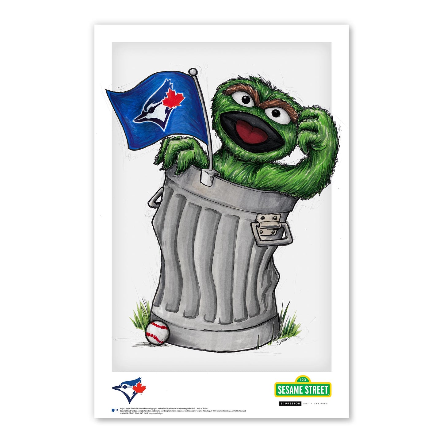 Toronto Blue Jays Oscar The Grouch 11x17 Poster Print Framed