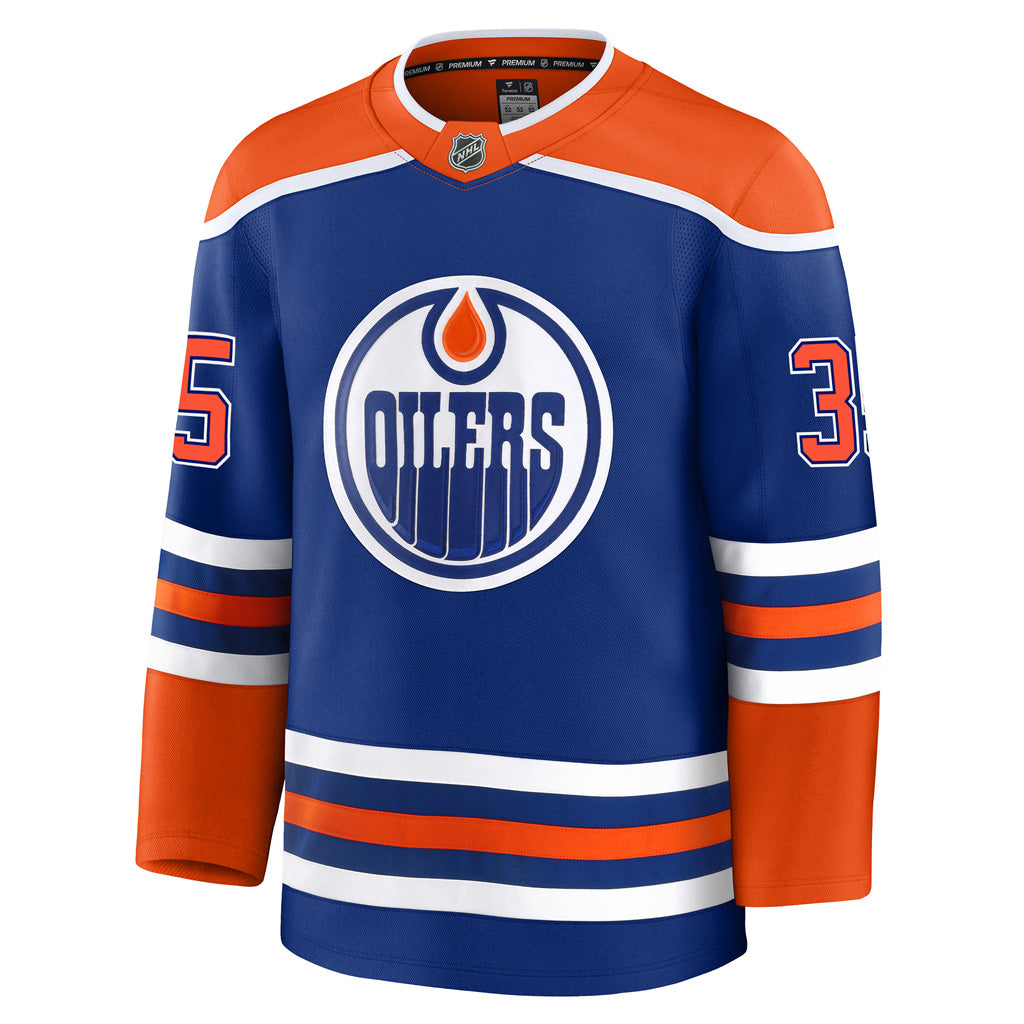 Tristan Jarry Edmonton Oilers Fanatics Premium Home Jersey with On Ice Cresting