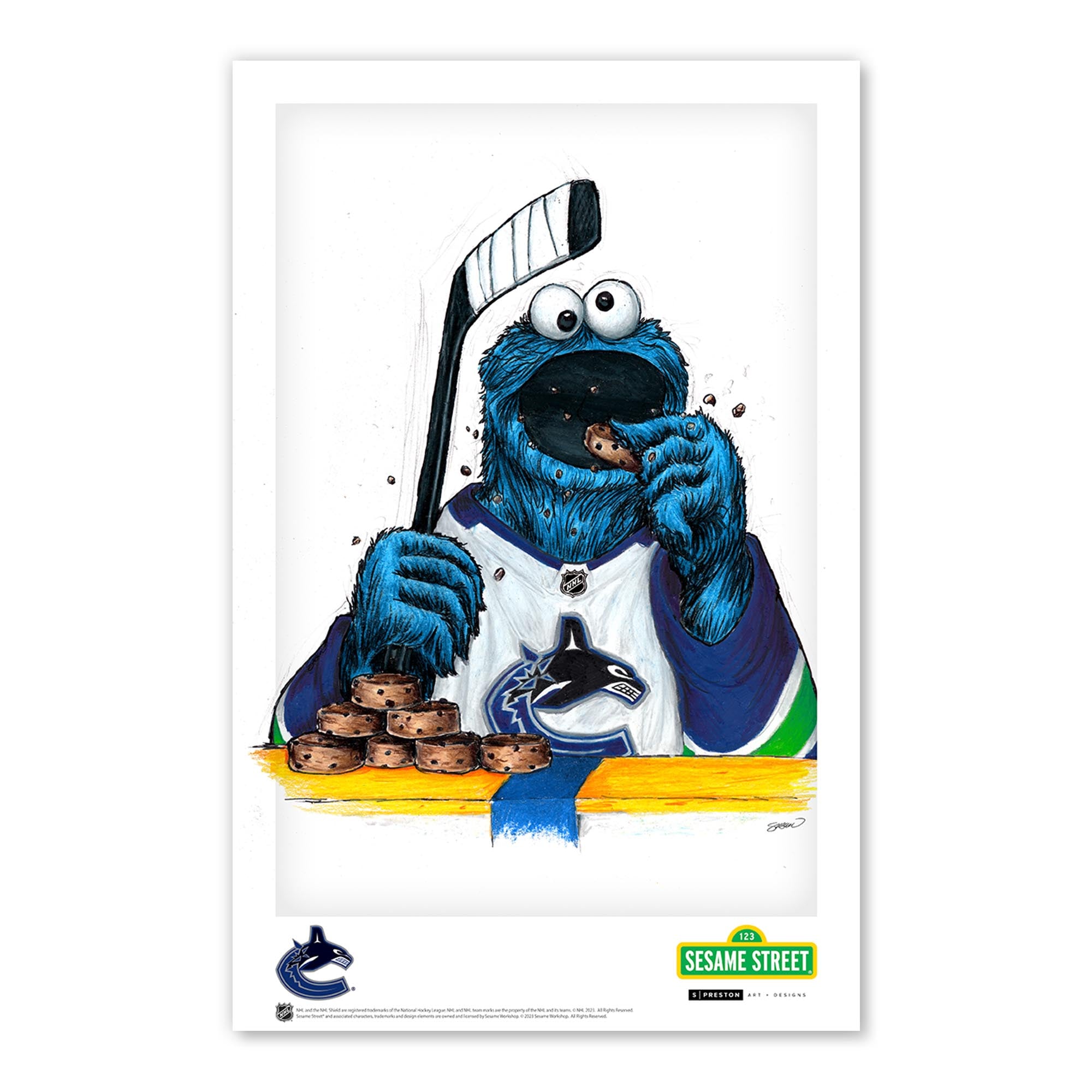 Cookie Monster Vancouver Canucks Poster 11x17 | S. Preston NHL