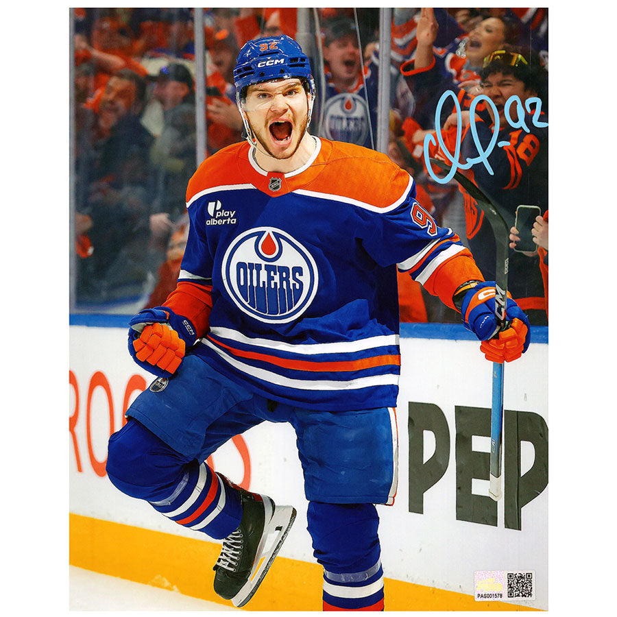 Vasily Podkolzin Signed Edmonton Oilers Royal Home Action Celebration 8x10 Framed Photo