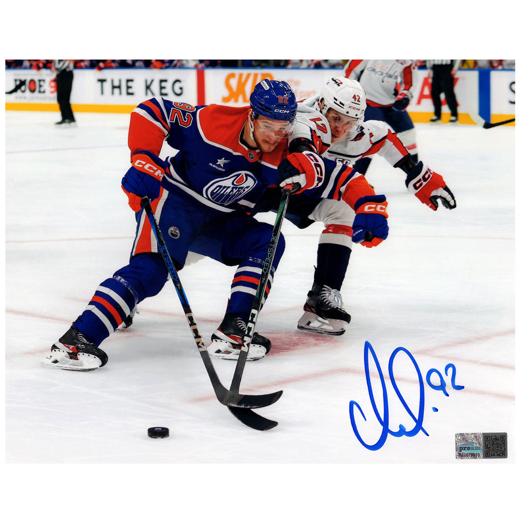 Vasily Podkolzin Signed Edmonton Oilers Royal Home Action Driving To The Net 11x14 Photo
