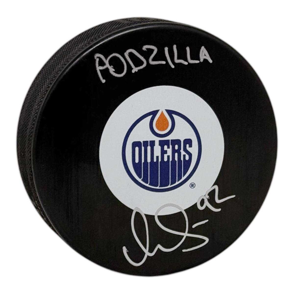 Vasily Podkolzin Signed Edmonton Oilers Mid Size Logo Puck – PODZILLA Inscription