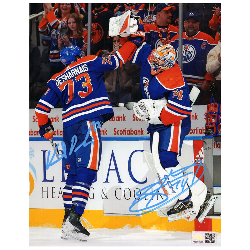 Vincent Desharnais & Stuart Skinner Dual Signed Edmonton Oilers Vinny Skinny Winny 11x14 Photo