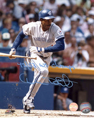 Devon White Signed Toronto Blue Jays Batters Box 8x10 Photo Inscribed 92/93 WS Champs