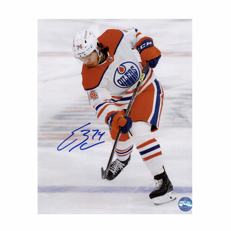 Ethan Bear Signed Edmonton Oilers Reverse Retro Shooting 11x14 Photo