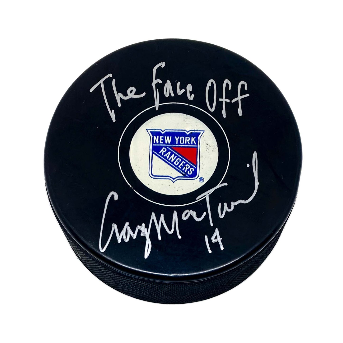 Craig MacTavish New York Rangers Signed Puck w/Inscription The Face Off