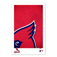 Poster print from artist S. Preston's collection of minimalist sports logos, this print features the St. Louis Cardinals