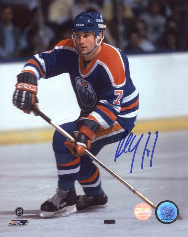 Paul Coffey Signed 1984 Stanley Cup Edmonton Oilers Puck Beckett BAS COA a