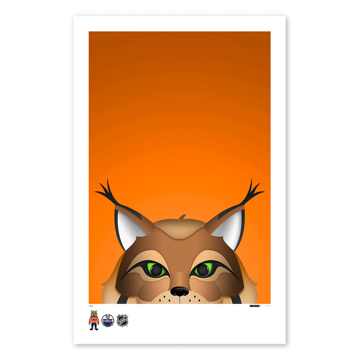 Edmonton Oilers "Hunter" Minimal Mascot 11x17 Poster Print Framed