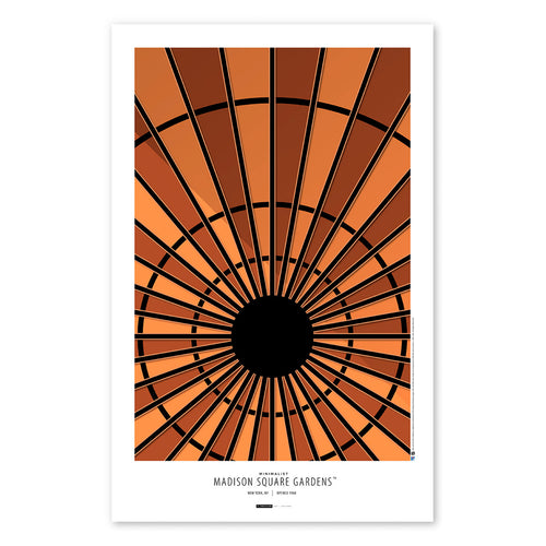Poster print from artist S. Preston's collection of minimalist stadium art, this poster features a view of the circle patterns on Madison Square Garden's roof