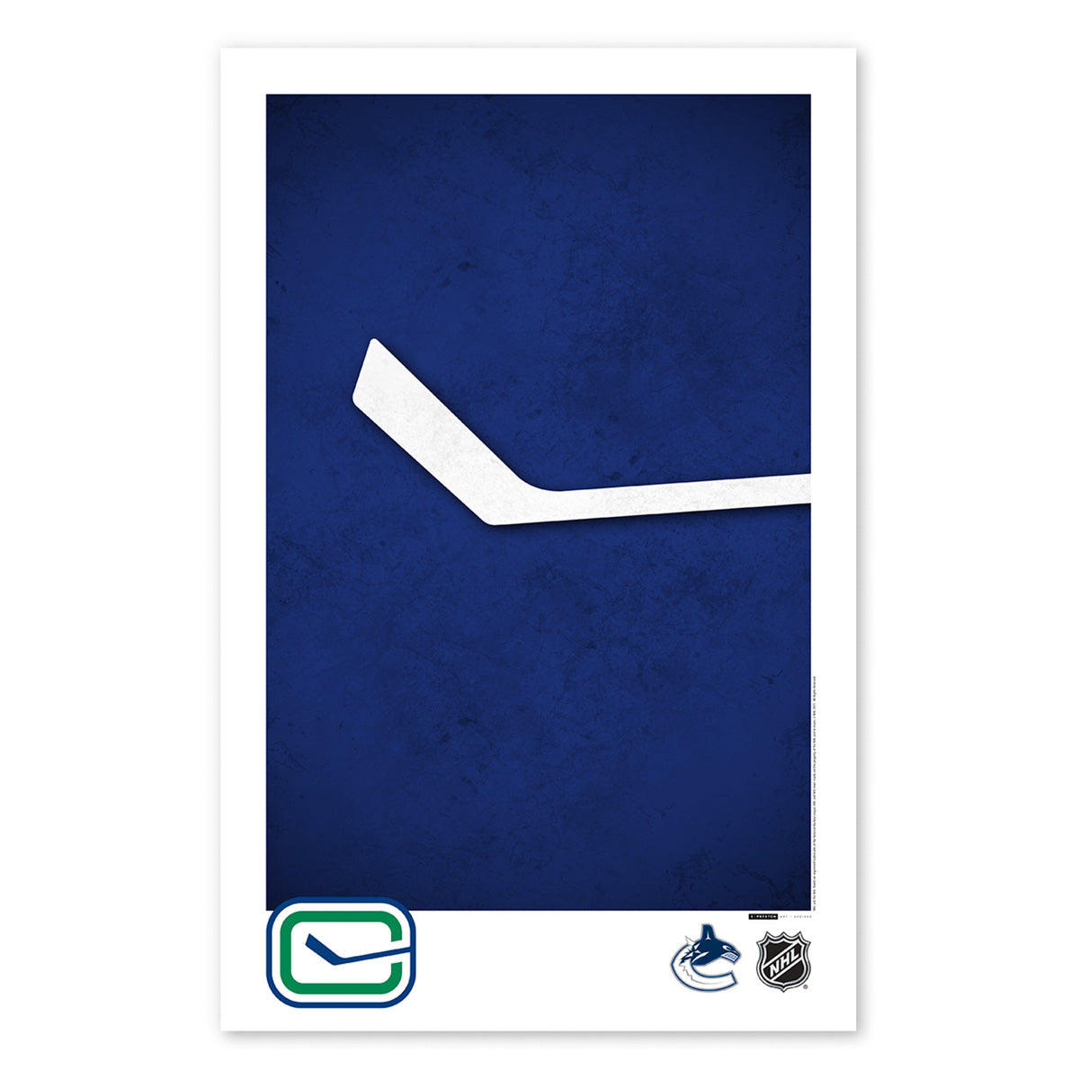 Poster print from artist S. Preston's collection of minimalist sports logos, this print features the Vancouver Canucks