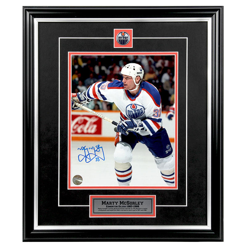 Marty McSorley Signed Edmonton Oilers Charging Up Ice 8x10 Photo