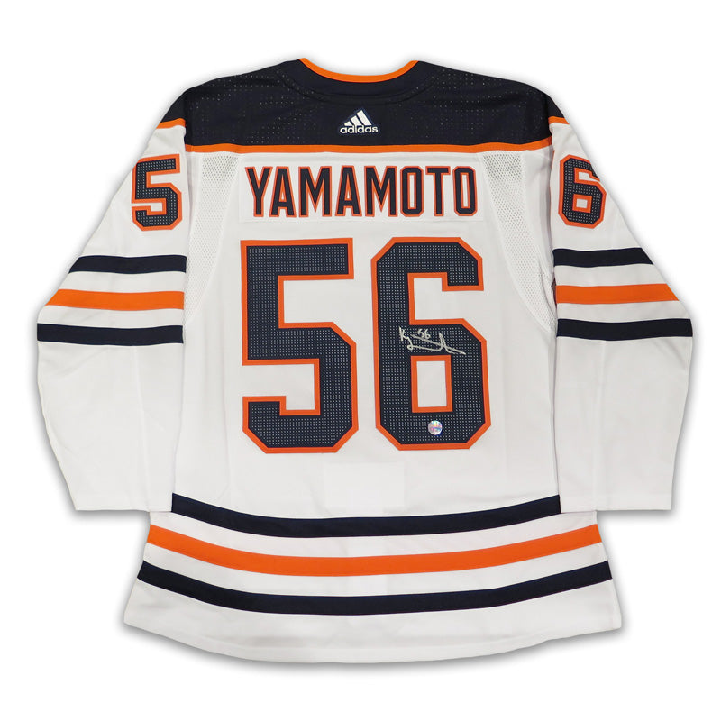 Kailer Yamamoto #56 - Autographed 2022-23 Edmonton Oilers Pre-game