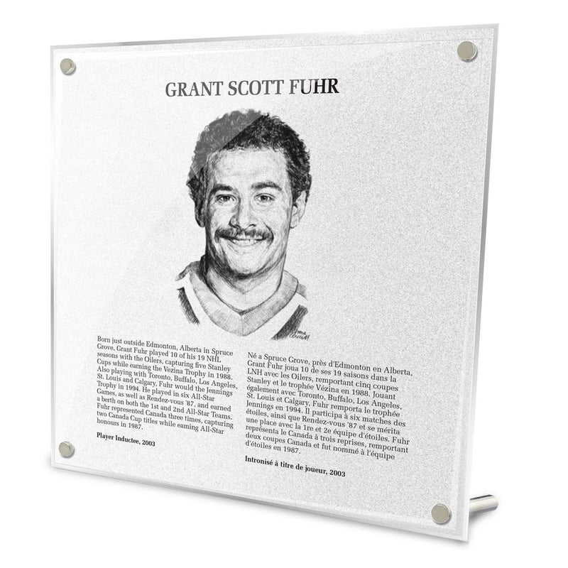 Grant Fuhr Replica Hall of Fame Plaque Autographed