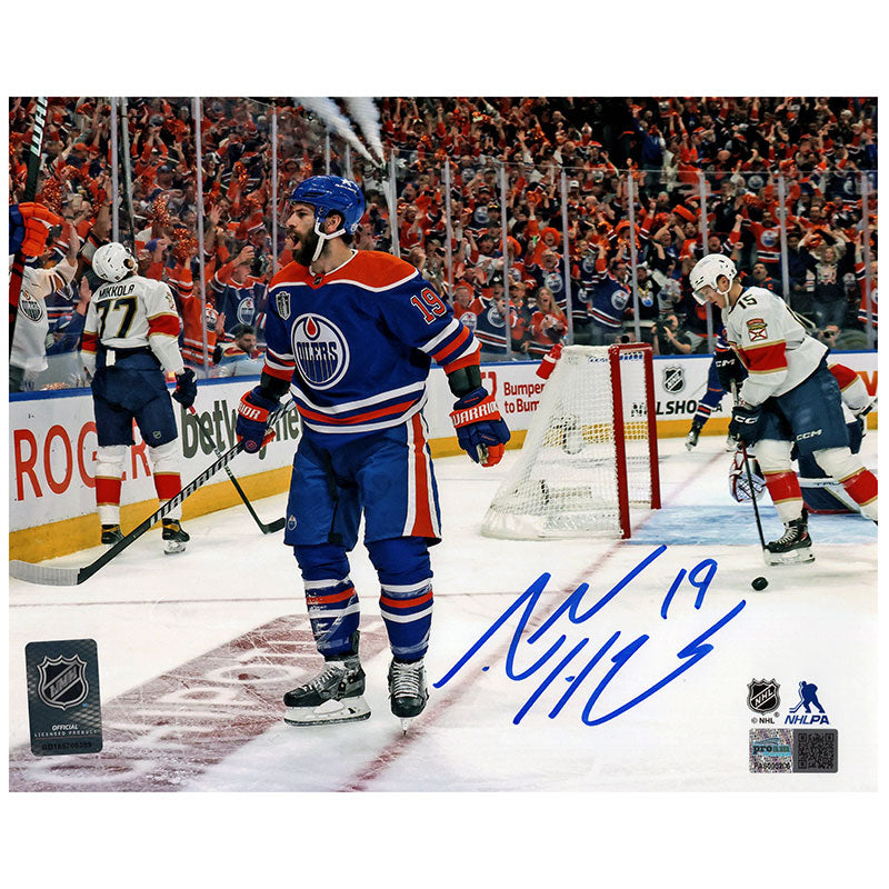 Adam Henrique Signed Edmonton Oilers 24 SCF Goal Celebration 8x10 Photo