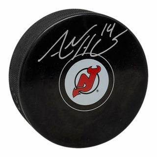 Adam Henrique Signed New Jersey Devils Small Logo Puck