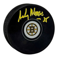 Andy Moog Signed Boston Bruins Small Logo Puck