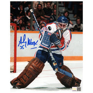 Andy Moog Signed Edmonton Oilers Home Action Blocker Save 11x14 Photo