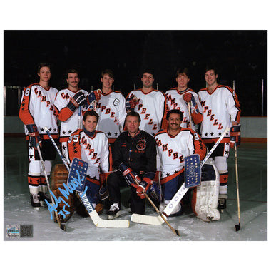 Andy Moog Signed Campbell Conference White Posed 1985 Oilers All Stars Save 8x10 Photo
