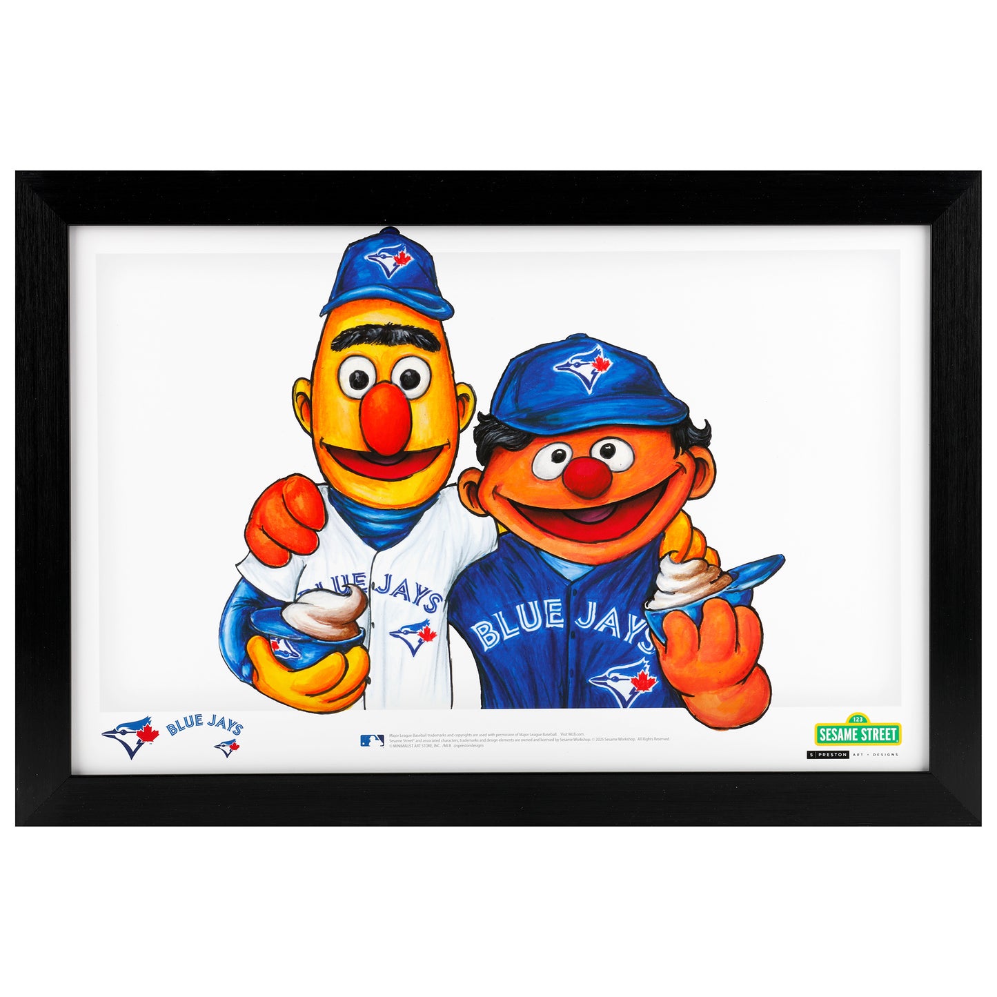 Bert and Ernie Toronto Blue Jays 11x17 Poster Print Framed