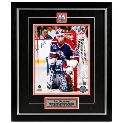 Bill Ranford Signed Edmonton Oilers Against The Post 8x10 Photo