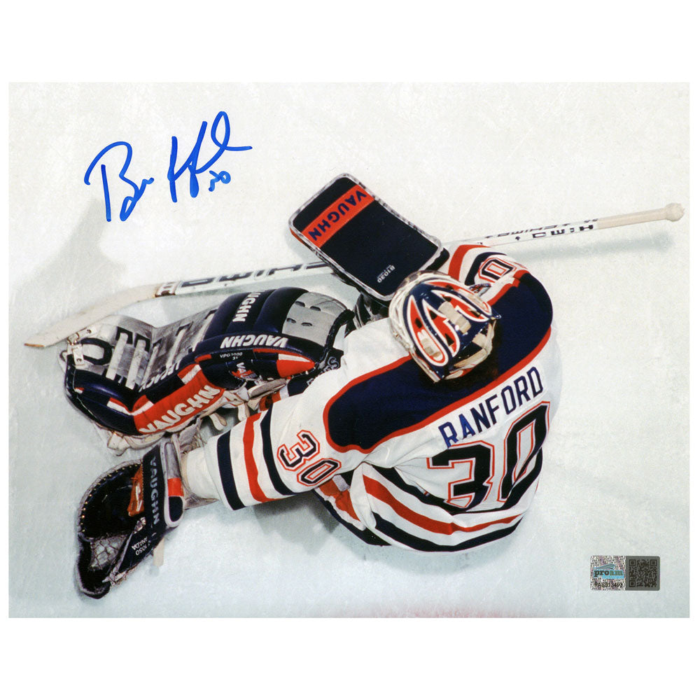 Bill Ranford Signed Edmonton Oilers Overhead Kick Save 8x10 Photo – Pro ...